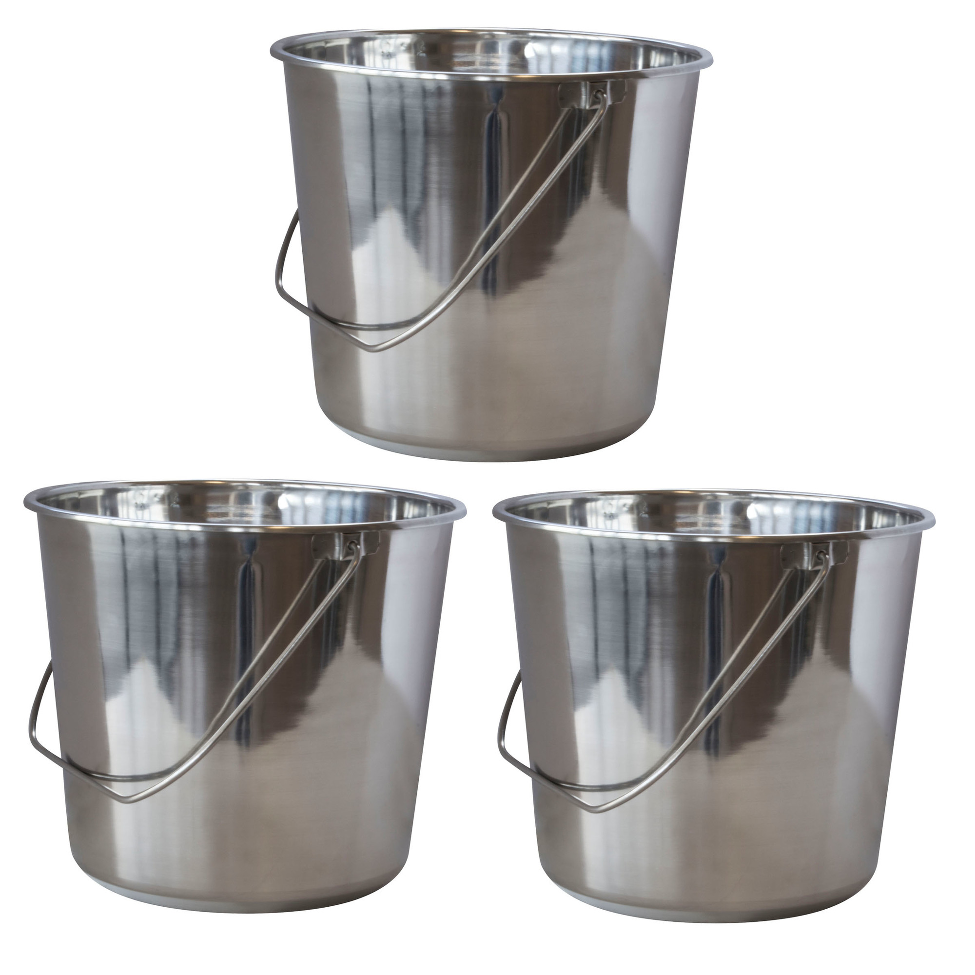 AMERIHOME, Large Stainless Steel Bucket Set – 3 Piece, Included (qty.) 3 Material Stainless Steel, Model# SSB422SET